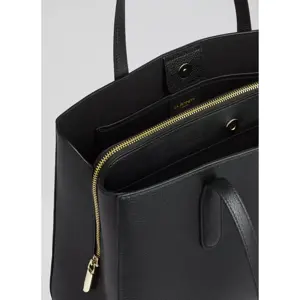 L.K. Bennett Olivia Black Grained Leather Oloid Tote Bag